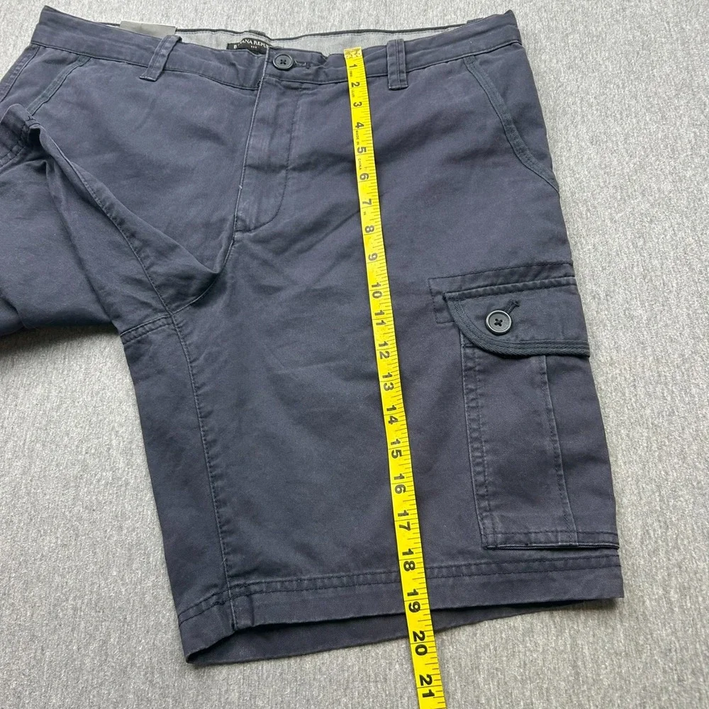 Banana Republic Cotton Cargo Shorts Mens 36x10 Navy Blue Flat Front NEW